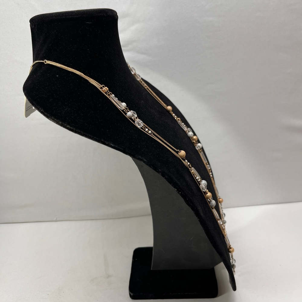 Charming Charlie Gold and Silver Beaded Necklace - Picture 2 of 6